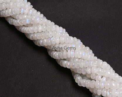 Natural Flash rainbow moonstone Smooth rondelle Shape beads,13"Strand Blue fire Rainbow Plain Handmade gemstone bead White rainbow Bead SALE