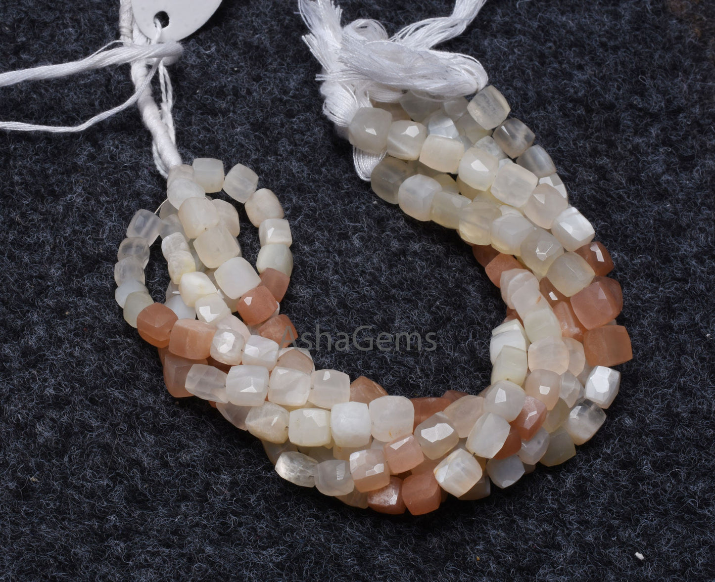 Shaded White-Pink Moonstone Faceted Box Gemstone Beads,8"strand natural Multi Moonstone Cube Beads Moonstone Beads Jewelry making Craft SALE