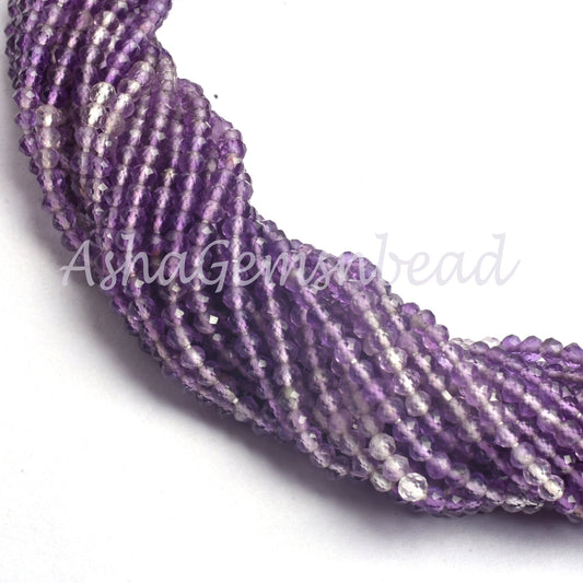 Beautiful African Amethyst Faceted Rondelle Shape Beads,13" Strand,2.5 mm, Natural Purple Amethyst Machine Cut Beads, Amethyst Shaded Beads