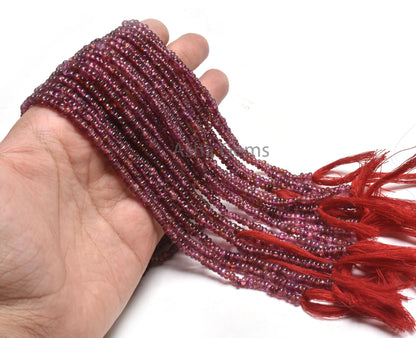 Beautiful Garnet Smooth Gemstone Beads, Natural Red Pink Garnet Plain Handmade Uneven Rondelle Shape Beads,12" Fine Garnet Bead Jewelry SALE