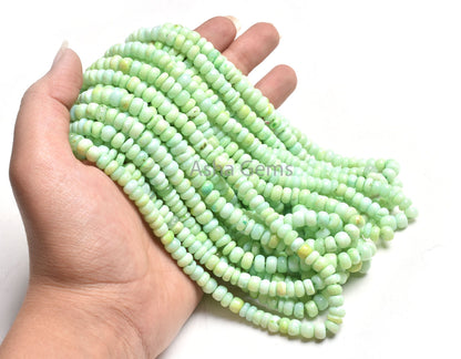 Beautiful Parrot Green Opal Smooth Rondelle Uneven Shape Handmade Gemstone Beads, Fine Pistachio Green Shaded Opal Beads Jewelry Craft SALE