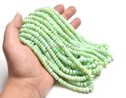 Beautiful Parrot Green Opal Smooth Rondelle Uneven Shape Handmade Gemstone Beads, Fine Pistachio Green Shaded Opal Beads Jewelry Craft SALE