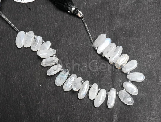 Beautiful White Rainbow Moonstone Smooth Uneven Oval Shape Gemstone Beads, Natural Rainbow Moonstone handmade Side Drill Beads Jewelry Craft