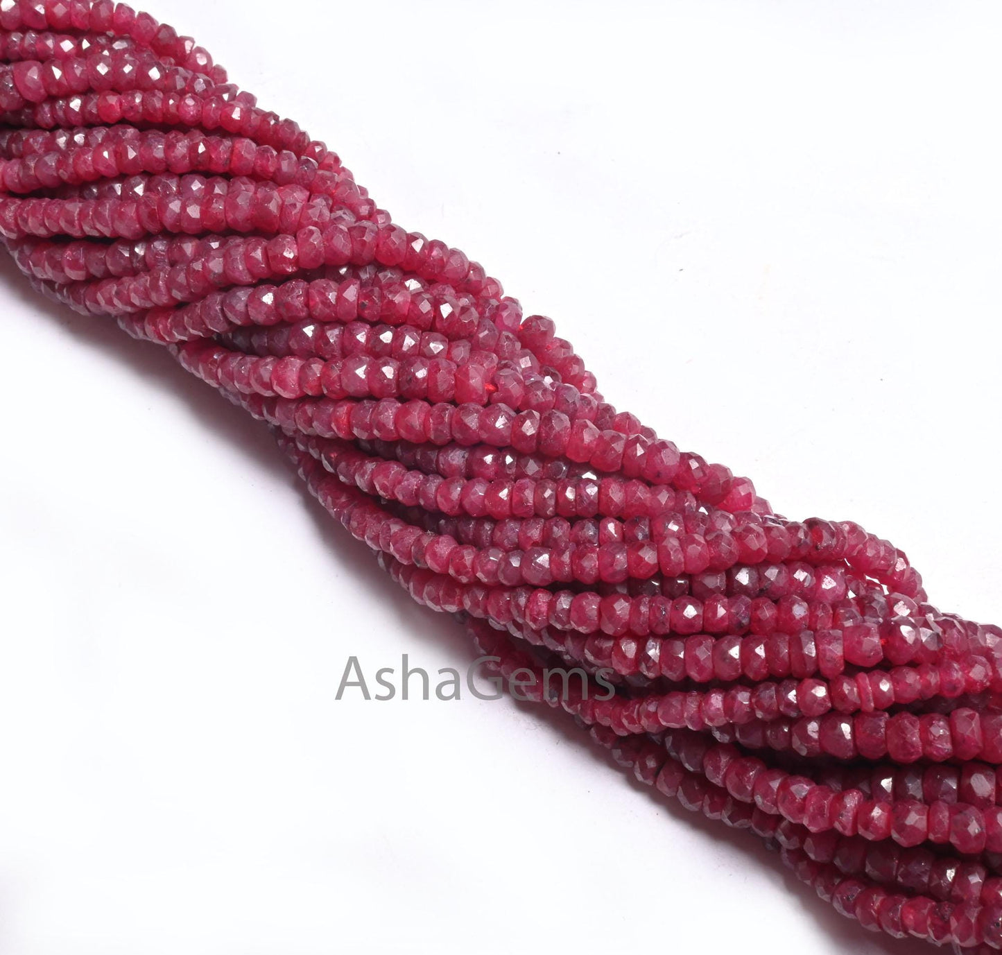 Red Ruby Corundum Faceted Beads,12.5" Ruby Indian Cut Rondelle gemstone beads, Ruby Corrundum Indian Cut beads For Necklace Jewelry Crafts