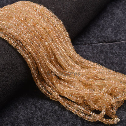 Citrine Quartz Smooth Heishi Tyre Shape Gemstone Beads, Natural Yellow Citrine Flat tyre Beads, Fine Citrine Beads For Jewelry Necklace SALE
