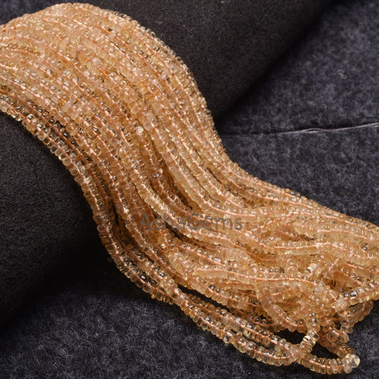 Citrine Quartz Smooth Heishi Tyre Shape Gemstone Beads, Natural Yellow Citrine Flat tyre Beads, Fine Citrine Beads For Jewelry Necklace SALE