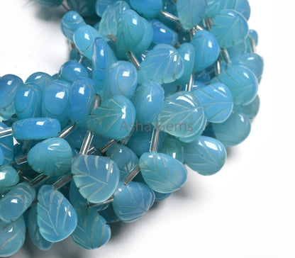 Blue chalcedony Carving Pears Shape beads,9' strand Chalcedony Carved Teardrop Beads, AAA Blue Chalcedony Carve Beads Gemstone Handmade SALE