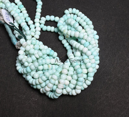 7mm Shaded Sky Blue Opal Smooth Rondelle Beads, Fine Peru Blue opal Beads, Beautiful Opal handmade Gemstone Loose Bead Necklace Jewelry SALE