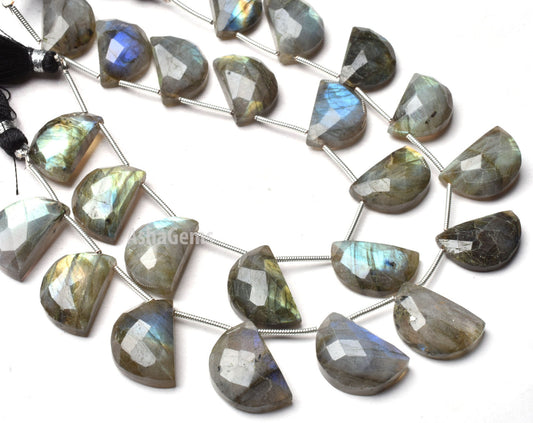 Natural Labradorite Faceted Fancy Shape Beads,8" Strand Multi Flash labradorite Smooth Table D Shape Beads, Black Rainbow Faceted Beads SALE