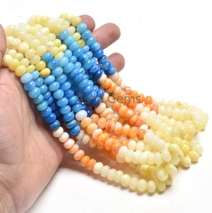 AAA Multi Color Shaded Opal Smooth Rondelle Beads, Rainbow Opal Beads, Disco Opal Plain Handmade Gemstone Loose Bead Jewelry Handicraft SALE