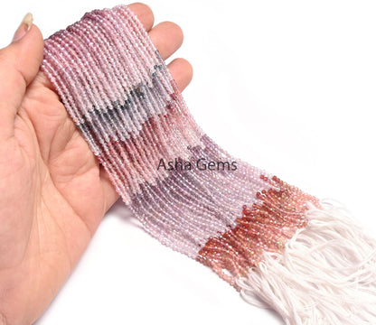 2.7mm Natural Multi Spinel Micro Cut Faceted Gemstone Loose Beads, Genuine Spinel Machine Cut Rondelle Beads, Fine Real Spinal Beads Jewelry
