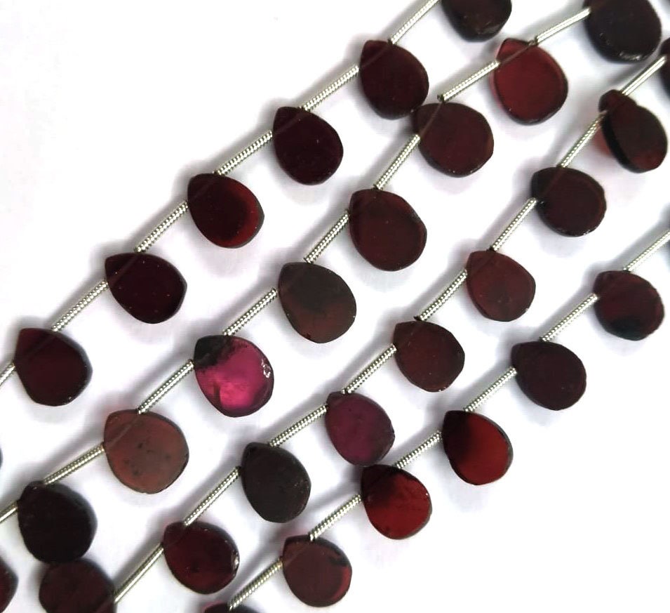 Natural Red Garnet Flat Pears Beads,7.5 Inch Strand Garnet Smooth Slice Teardrop Beads, Garnet Table Polish Plain Fancy pear Beads Gemstone