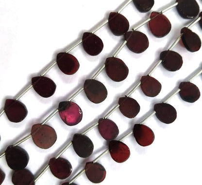 Natural Red Garnet Flat Pears Beads,7.5 Inch Strand Garnet Smooth Slice Teardrop Beads, Garnet Table Polish Plain Fancy pear Beads Gemstone