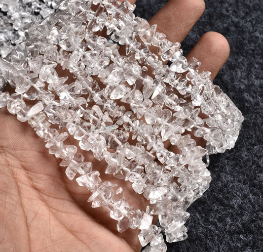 34inch Strand Natural Crystal Quartz Uncut Chips Raw Gemstone Beads,Clear Crystal Rough Smooth Nuggets Bead White Crystal Uncut Jewelry SALE