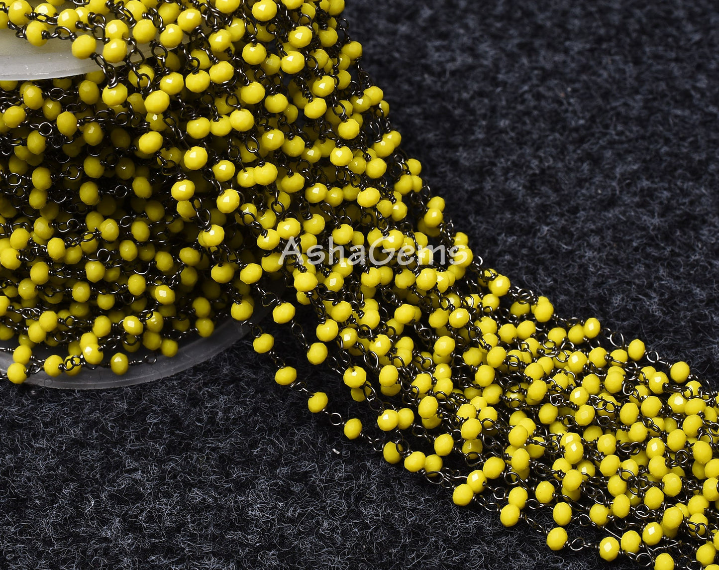 Rosary Chain, Beautiful Yellow Jasper Hydro Faceted Rondelle Beaded handmade Rosary Chain,3 mm Gunmetal Wire Wrap Chain Jewelry Making Craft