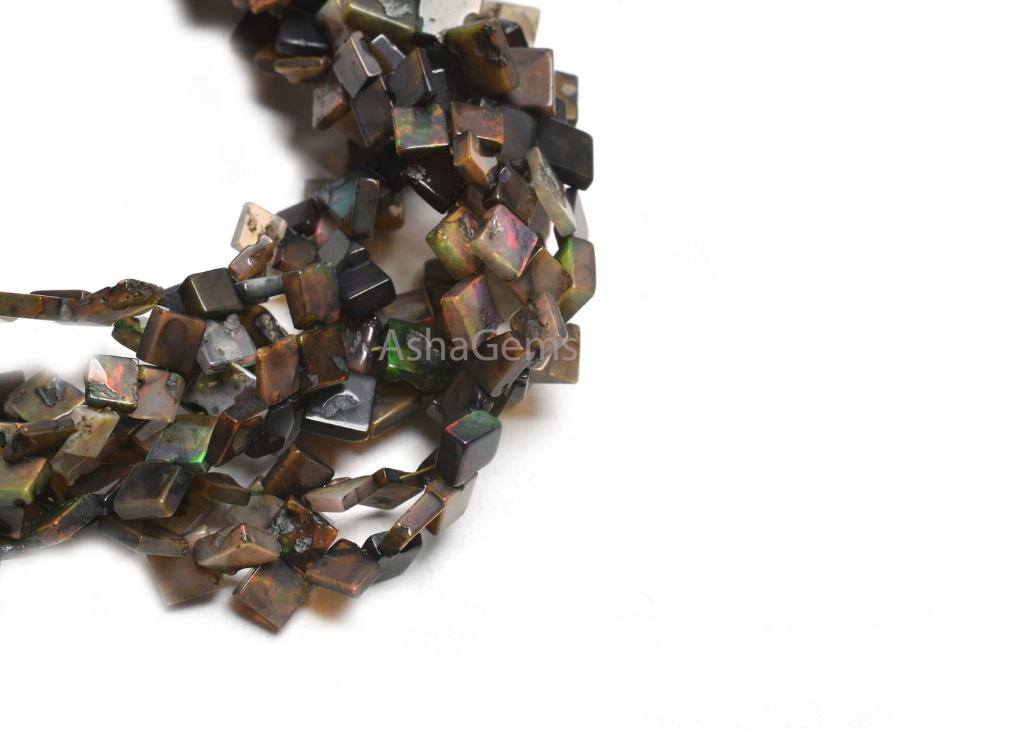 Multi Brown Ethiopian Opal Uneven Square Side Drill Gemstone Beads,17" Flashy Welo Ethiopian Opal Smooth Fancy Kite Shape Bead Jewelry Craft
