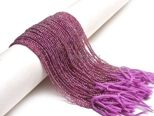 Rare AAA Purple Garnet Machine Cut Faceted Rondelle Beads,2.4 mm Purple Rhodolite Garnet Micro Cut Tiny Bead,13" Natural Garnet Bead Jewelry