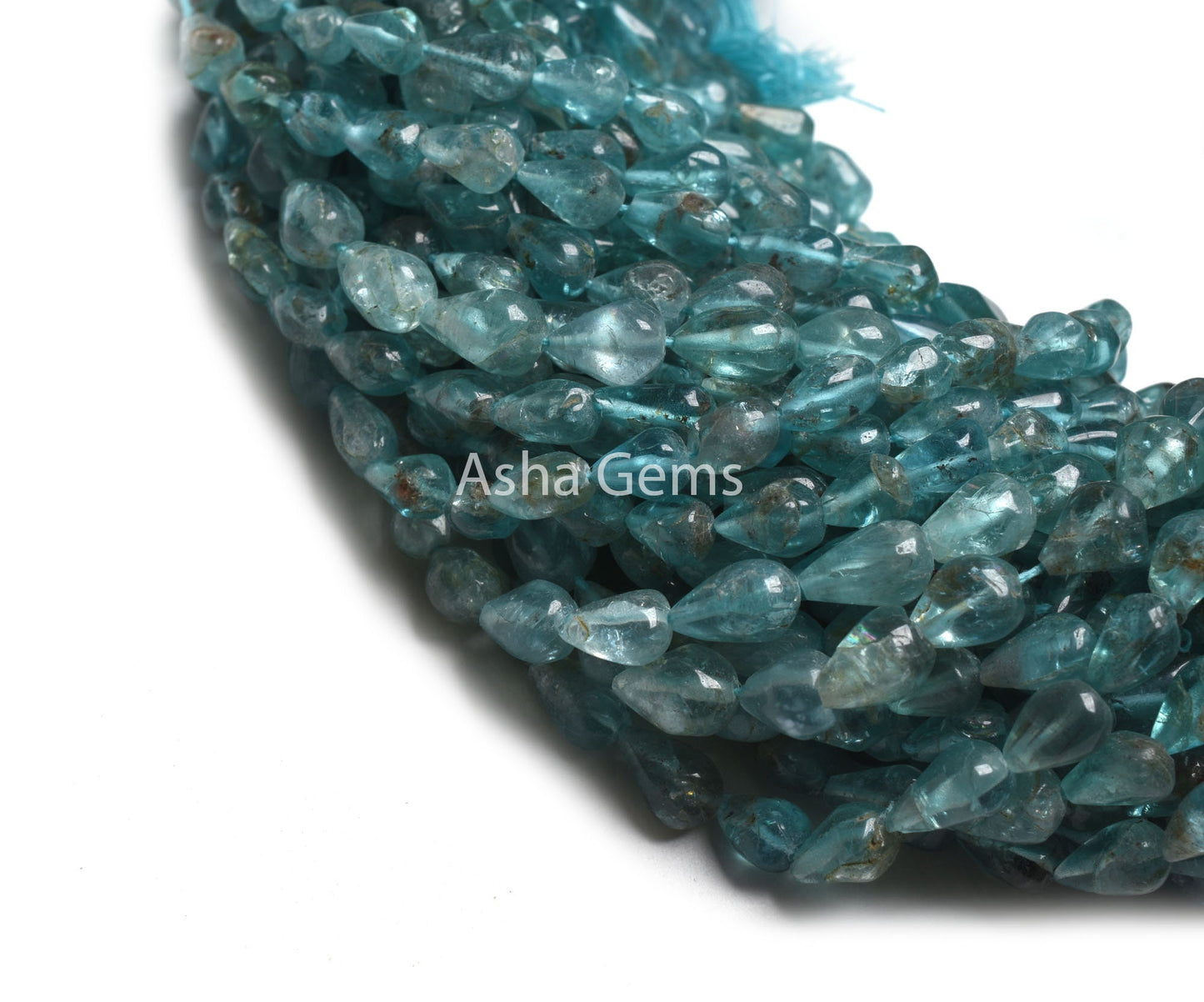 Beautiful Blue Apatite Smooth Drop Gemstone Beads,13" Natural Sky Apatite Handmade Uneven Teardrop Straight Drill Bead, apatite Bead Jewelry