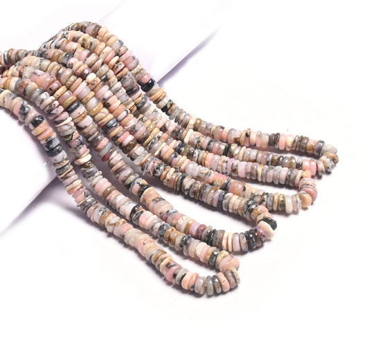 Natural Moss Pink Opal Smooth Tyre Shape Handmade Beads, Rare Bio Pink Opal Plain Uneven Flat Tyre Gemstone Opal Beads Jewelry Making Crafts