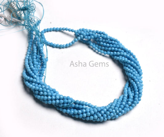 16"Strand Blue Turquoise Micro Cut Rondelle Faceted Beads,2.5 mm AAA Turquoise Howlite Bead Loose Gemstone Turquoise Bead Jewelry Craft Sale
