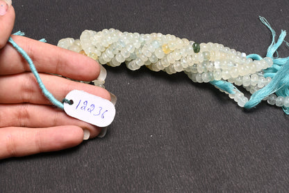 Natural Raw Aquamarine Handmade Uneven Rondelle Beads,8" Shaded Light Aqua Blue Smooth Gemstone Loose Beads, Aquamarine Bead Jewelry makings