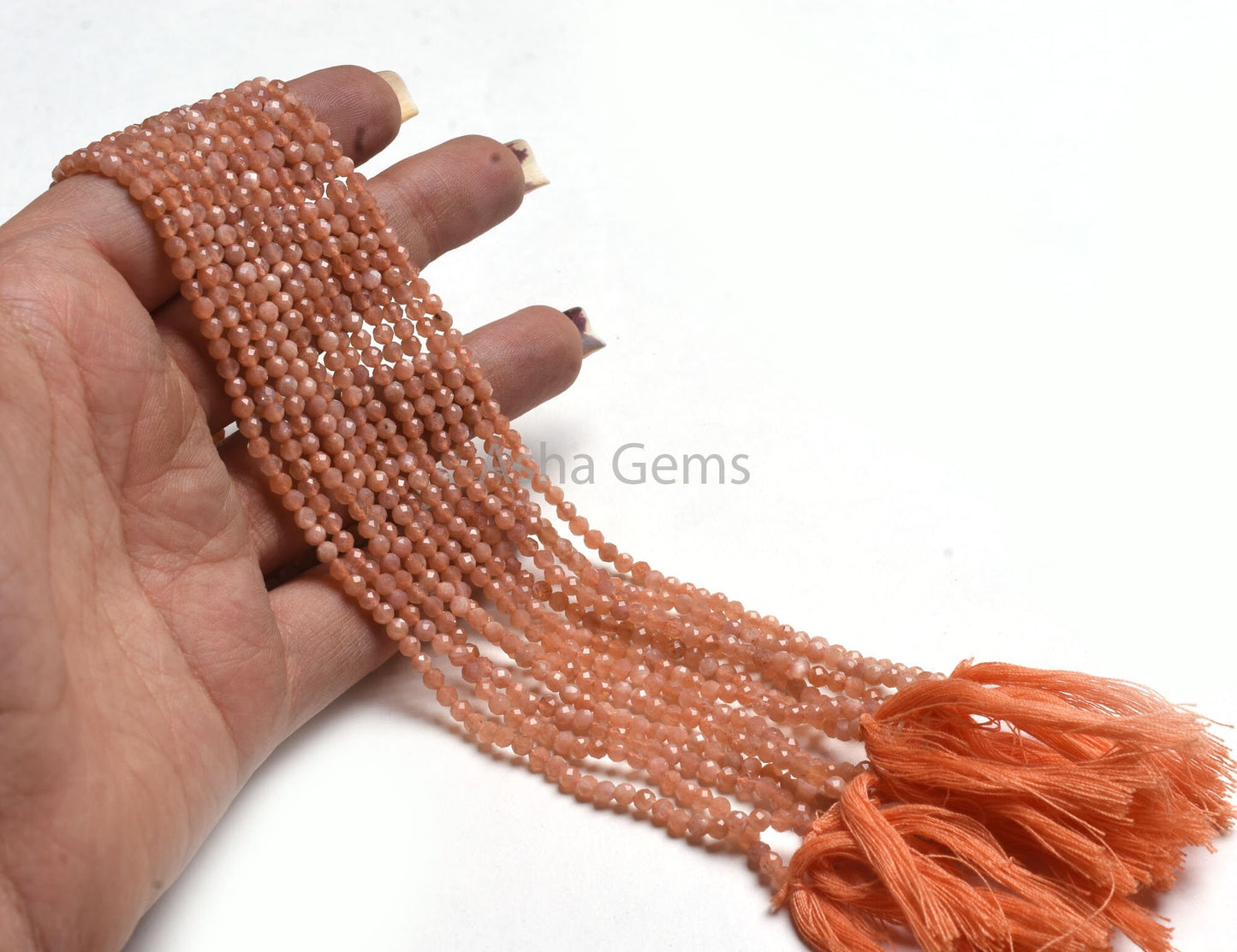 3.25 mm Natural Peach Moonstone Machine Cut Beads,13" Strand Moonstone Micro Cut Faceted Roundelle Gemstone Bead, Peach Moonstone Bead SALE