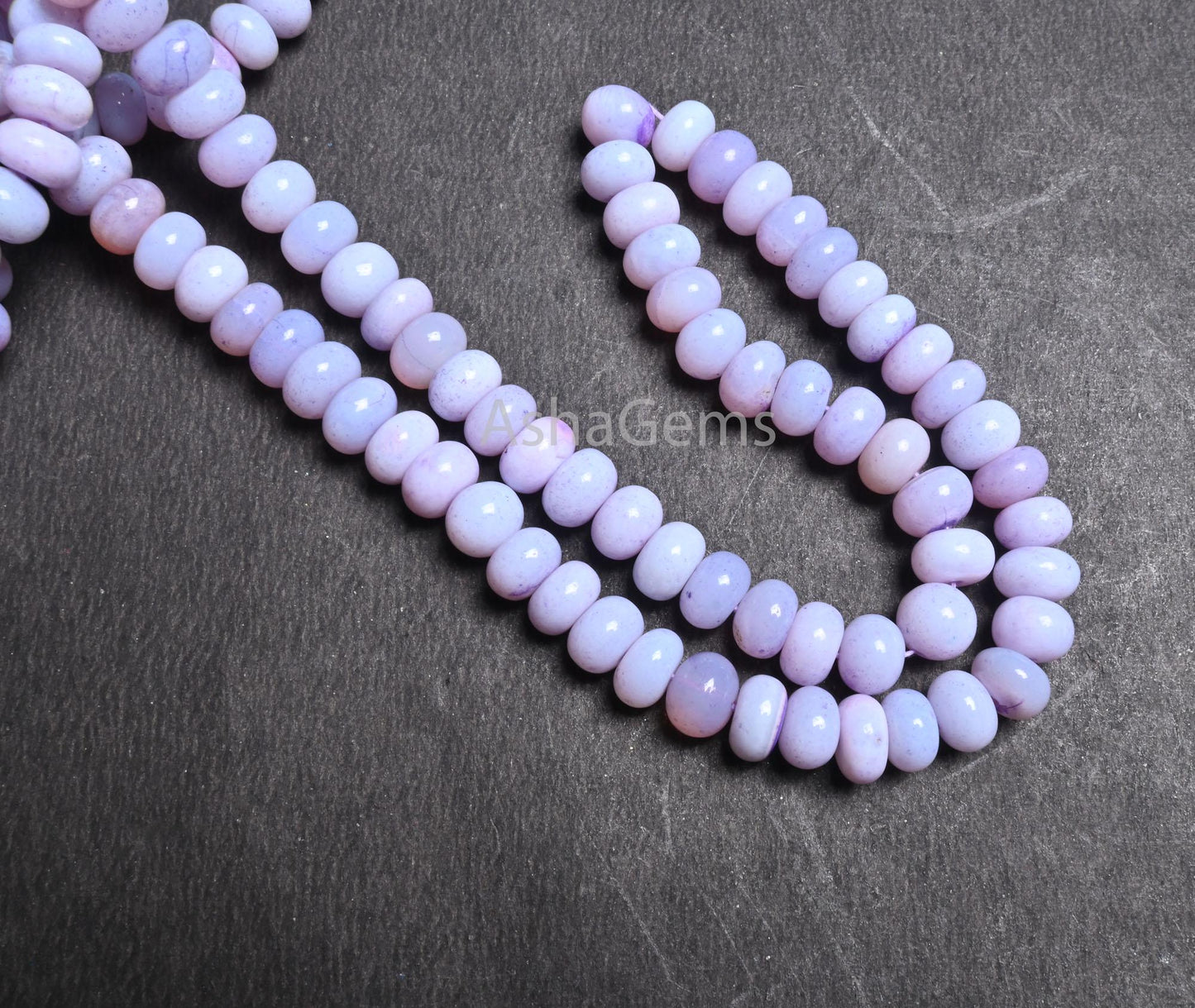 AAA Light Lavender Blue Opal Smooth Rondelle Beads,16" Light Purple Opal Plain Handmade Gemstone Loose Bead Blue Opal Beads Jewelry Necklace