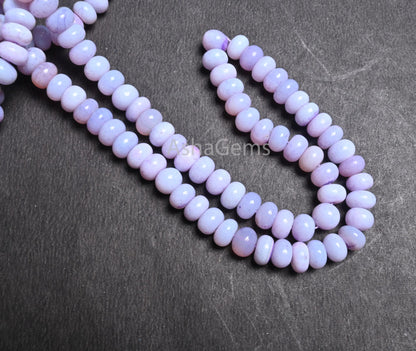 AAA Light Lavender Blue Opal Smooth Rondelle Beads,16" Light Purple Opal Plain Handmade Gemstone Loose Bead Blue Opal Beads Jewelry Necklace
