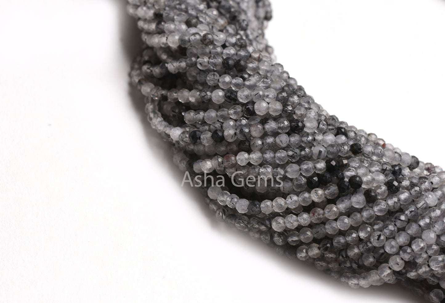 2.5 mm Natural Black Rutile Faceted Micro Cut Gemstone Beads.12.5" Strand Black Rutile Rondelle Machin Cut  Beads, Black Rutile Bead Jewelry