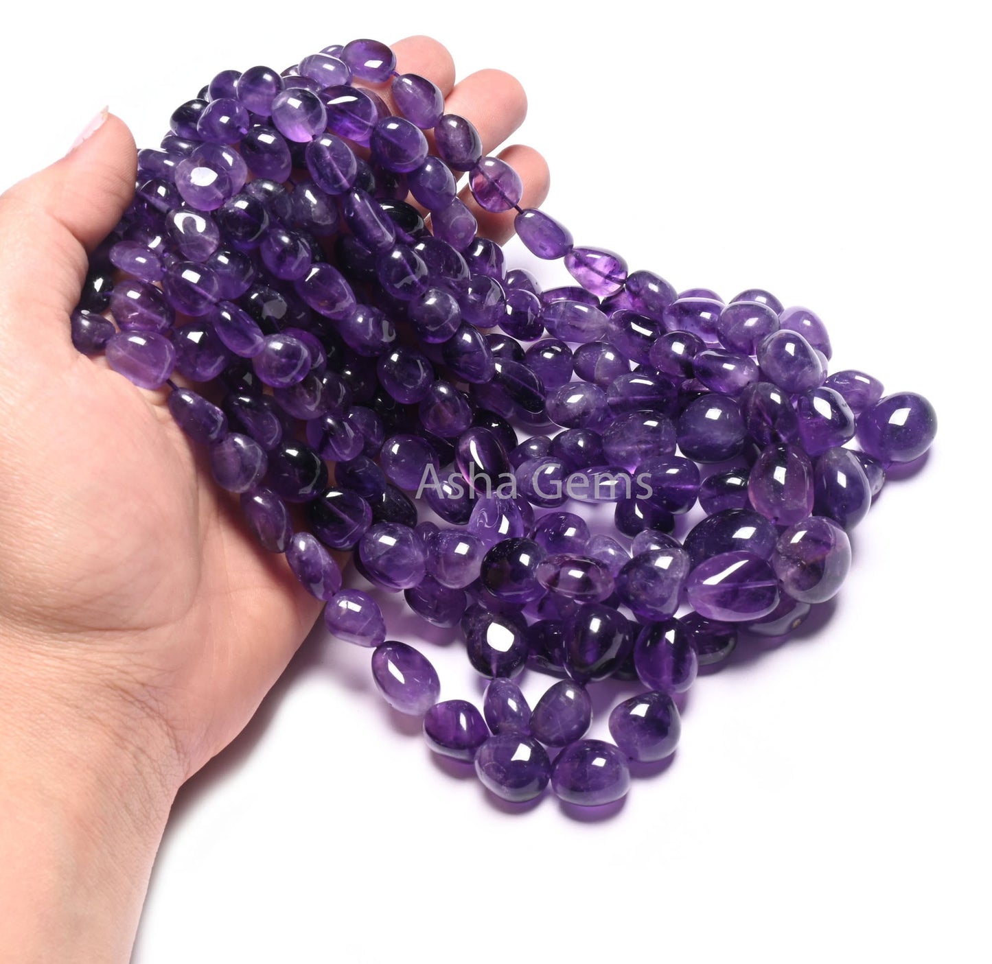 Purple African Amethyst Smooth Nugget Shape Beads, Natural Amethyst Handmade Tumble Gemstone Loose Beads, Amethyst Necklace Jewelry makings (AG 22302)