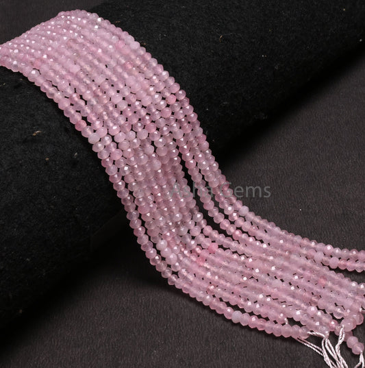 4.5 mm Rose Pink Jade Quartz faceted Rondelle Shape Gemstone Loose Beads,13.5 inch Fine Pink Jade Quartz machine cut Bead Jewelry Craft SALE