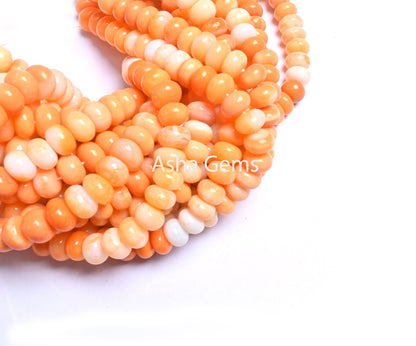 AAA Orange Opal Smooth Rondelle Beads, 8/16" Strand Shaded Fire Opal Color Handmade Gemstone carrot Orange opal beads Necklace Jewelry SALE