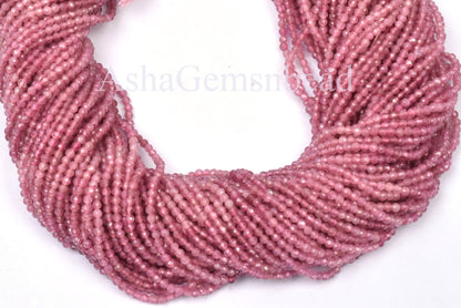 AAA Natural Pink Tourmaline Faceted Machine Cut Beads,2mm Shaded Pink Tourmaline Micro Cut Rondelle Gemstone Beads, Tourmaline Bead Jewelry(AG 15040 c)