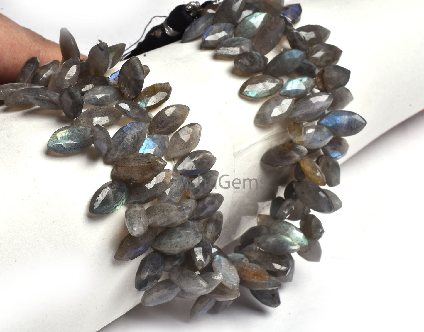 Natural Labradorite Faceted Marquise Shape Gemstone Beads,8.5"Strand Multi Fire Labradorite Bead, Black rainbow Marquise Briolette Bead SALE