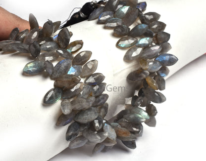 Natural Labradorite Faceted Marquise Shape Gemstone Beads,8.5"Strand Multi Fire Labradorite Bead, Black rainbow Marquise Briolette Bead SALE