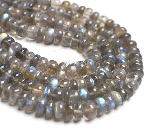 Natural Fire Labradorite Smooth Rondele Shape Beads,10" Strand Black Rainbow Bead AAA Labradorite Plain Handmade Rondelle Beads Jewelry Sale