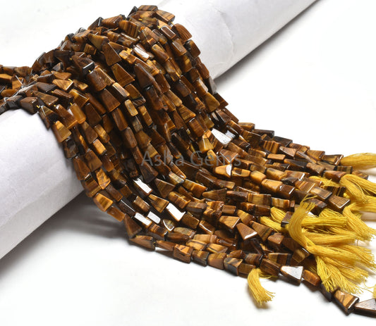 Natural Tiger Eye Smooth Triangle Shape Handmade Gemstone Beads, Shaded Brown Tiger Eye Fancy Trillion Straight Drill Beads Jewelry Makings