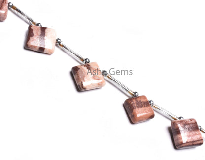 Beautiful Brown Jasper Fancy Square Side Drill Beads,5 Piece Strand Natural Picture Jasper Smooth Handmade Square Gemstone Bead Jewelry SALE