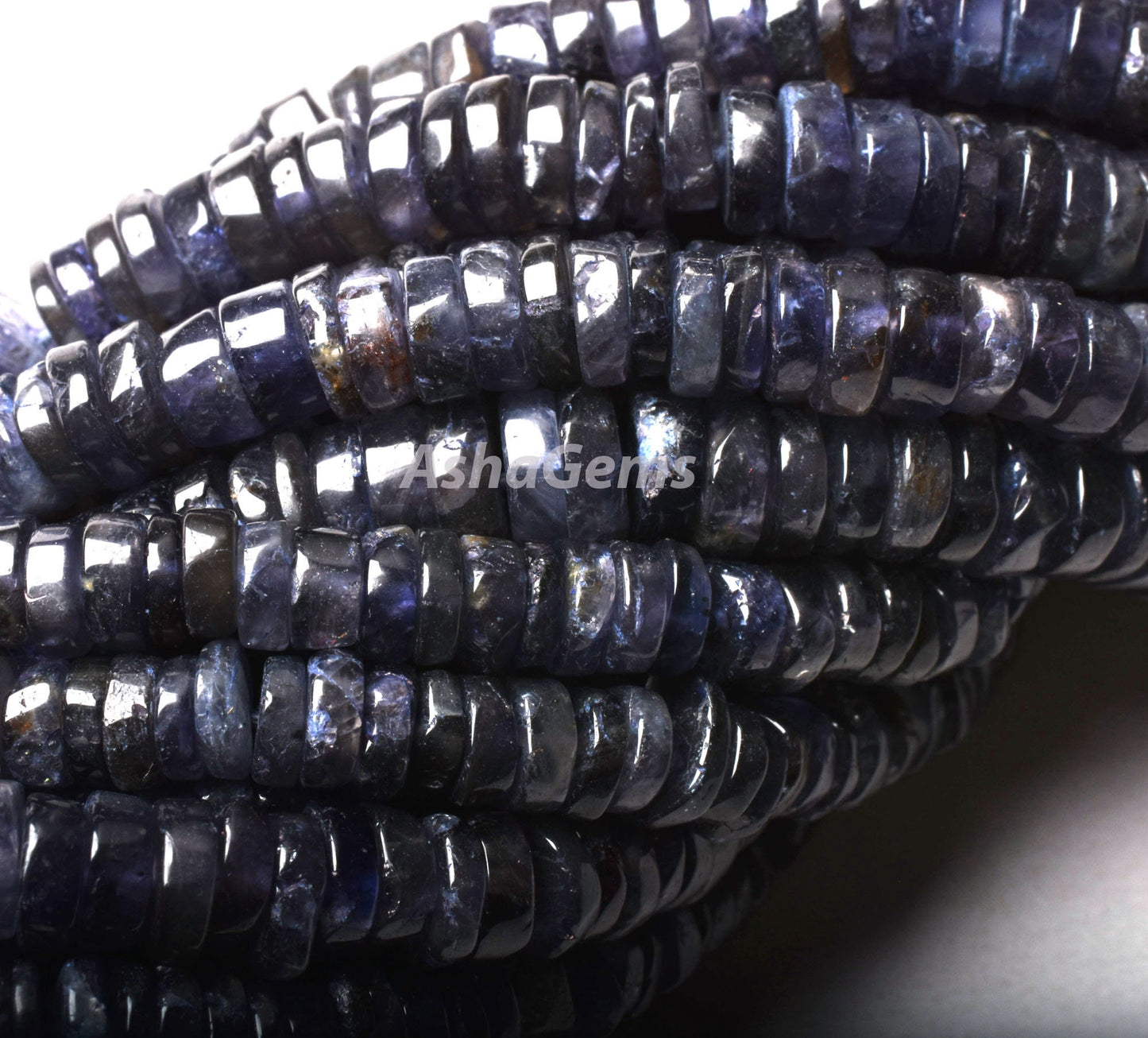 Blue Iolite Smooth Heishi Tyre Beads, Natural Iolite Beads, Iolite Plain Flat Tyre Gemstone Beads, Wheel Shape Beads For Jewelry Making SALE