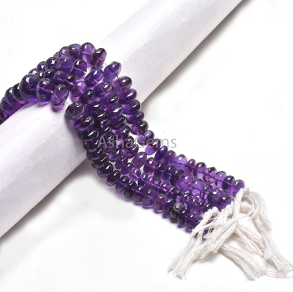 Beautiful Purple Amethyst Smooth Handmade Gemstone Beads, AAA Natural Amethyst Rondelle Beads,10" African Amethyst Bead Jewelry Making SALE