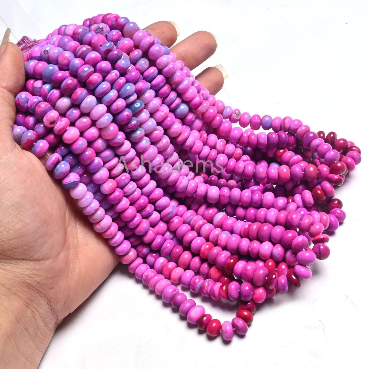 Beautiful Hot Pink Opal Smooth Rondelle Gemstone Beads, Shaded Pink Blue Opal Plain Handmade Bead AAA Opal Bead Jewelry Making Necklace SALE