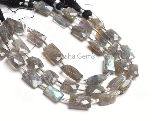 Natural Fire Labradorite Faceted Rectangle Gemstone Beads Flashy Labradorite Fancy Chicklet Shape Briolette Straight Drill Bead Jewelry SALE