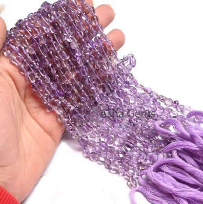 AAA Quality Pink Amethyst Tiny Nugget Gemstone Loose Bead,12" Strand Pink Amethyst Handmade Uneven Tumble Straight Drill Beads Jewelry Craft (AG 22280)