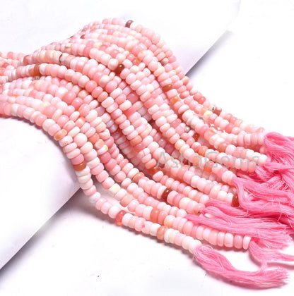 Beautiful Pink Opal Flat Rondelle Gemstone Beads,12" Shaded Pink Opal Plain Handmade Uneven Rondelle Opal Beads Necklace Jewelry making SALE