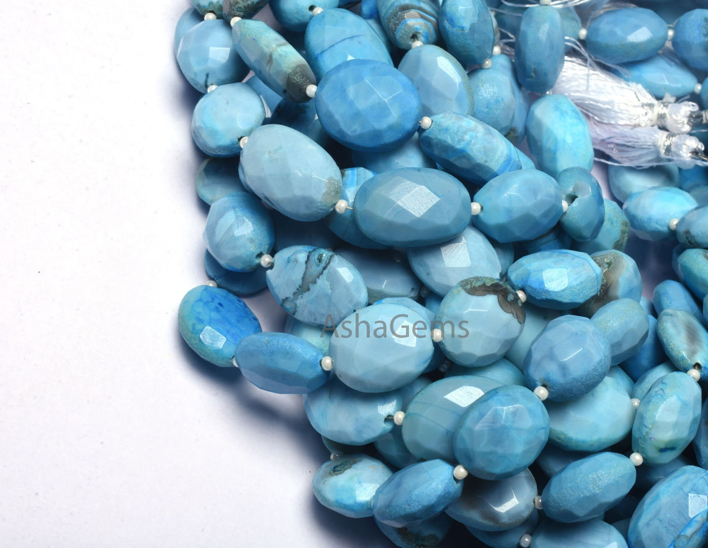 Beautiful Blue Opal Faceted Oval Shape Beads, Turquoise Blue Opal Gemstone Beads Opal Handmade Indian Cut Bead For Jewelry Making Craft SALE