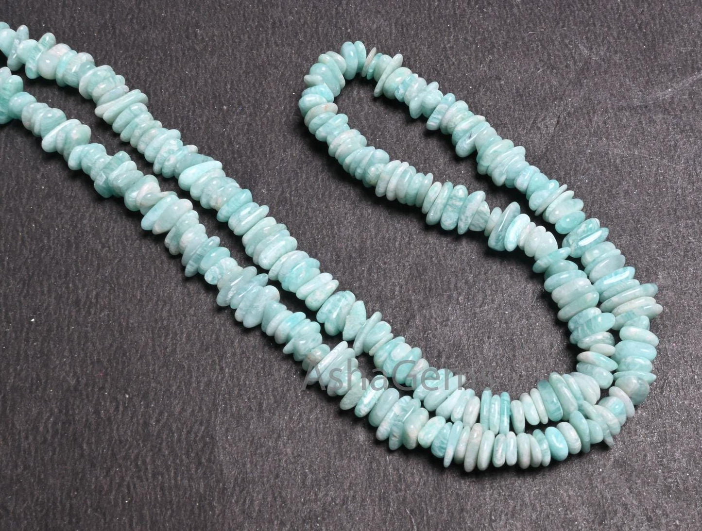 Natural Blue Amazonite Uncut Chip Beads Strand, Amazonite Smooth Raw Rough Flat Slice Gemstone Beads For Jewelry & Crafts (AG 22373)