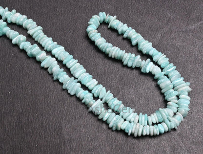 Natural Blue Amazonite Uncut Chip Beads Strand, Amazonite Smooth Raw Rough Flat Slice Gemstone Beads For Jewelry & Crafts (AG 22373)