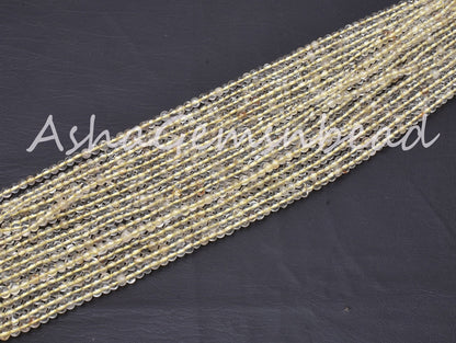 4 mm Lemon Quartz Smooth Round Ball Gemstone Beads,13" Strand Natural Yellow Lemon Plain Round Shape Beads, Lemon Quartz Bead Jewelry Crafts