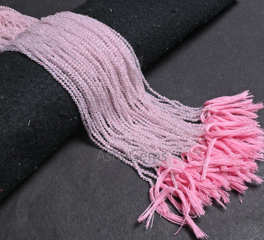 2.50 mm Pretty Pink Rose Quartz Micro Faceted Gemstone Beads, Natural Rose Quartz Machine Cut Rondelle Tiny quartz beads Jewelry Crafts SALE