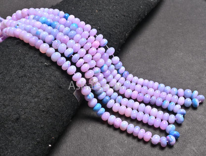 AAA Lavender Blue Opal Smooth Rondelle Beads,16" Strand Shaded Blue Lavender Opal Plain Handmade Gemstone Loose Bead Blue Opal Beads Jewelry